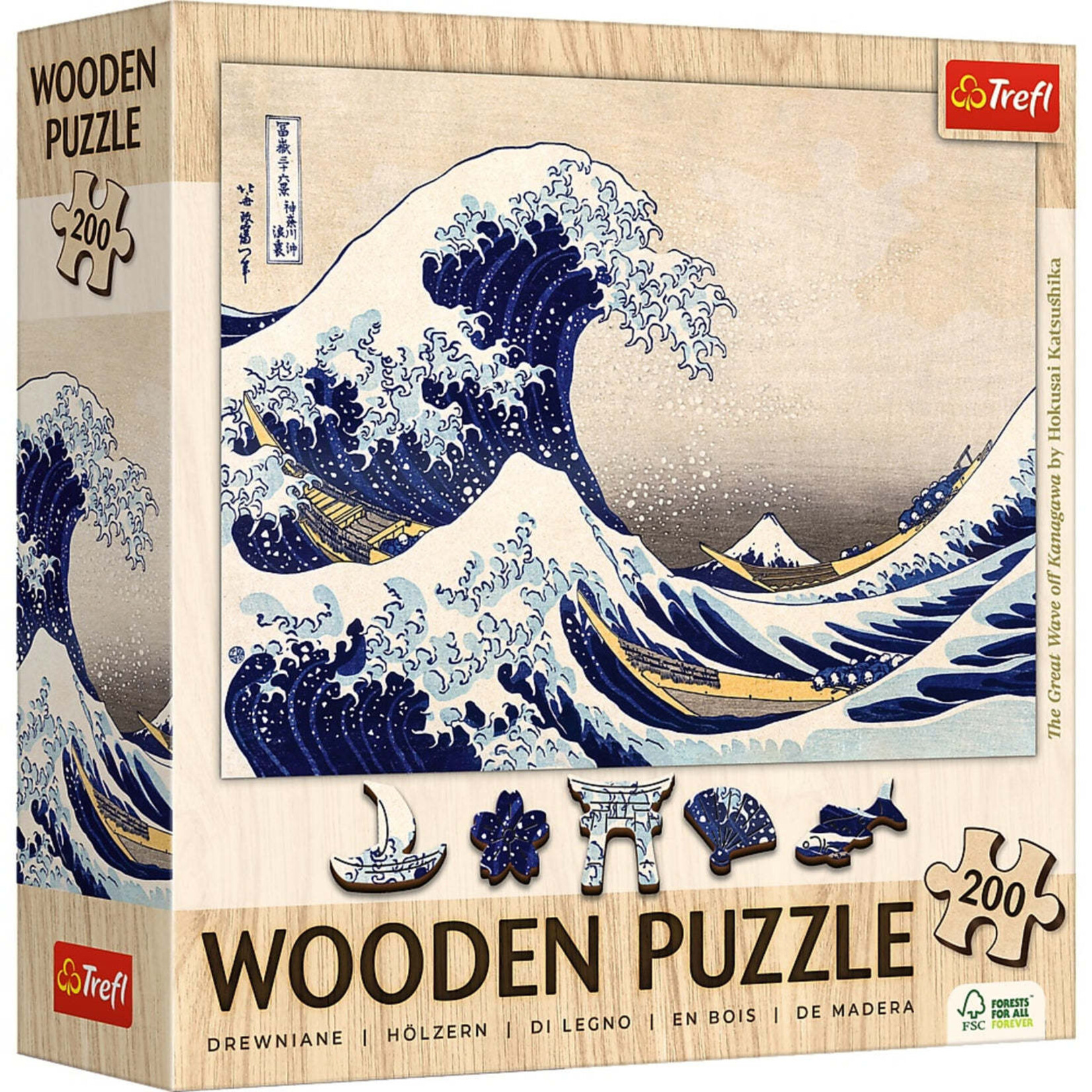 Trefl USA Great Wave off Kanagawa, The 200 Piece Wooden Puzzle