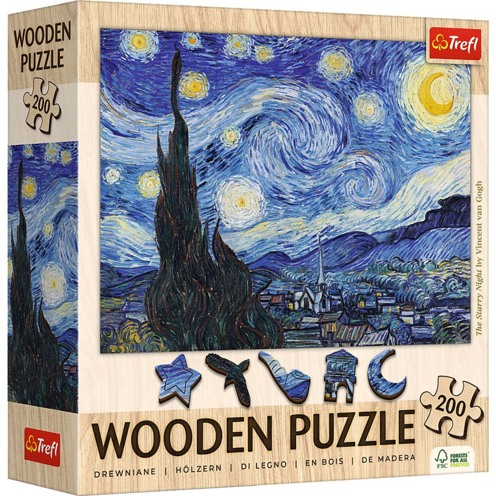 Trefl USA Starry Night, The 200 Piece Wooden Puzzle