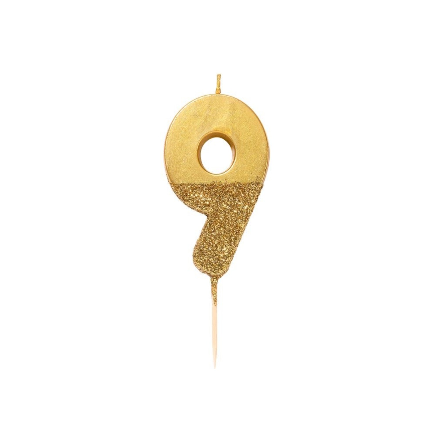 Creative Twist Events Gold Glitter Number Candle 9