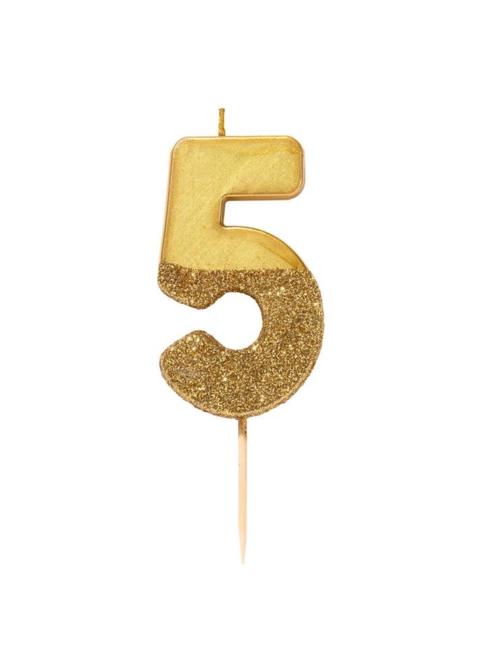 Creative Twist Events Gold Glitter Number Candle 5