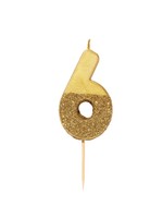 Creative Twist Events Gold Glitter Number Candle 6