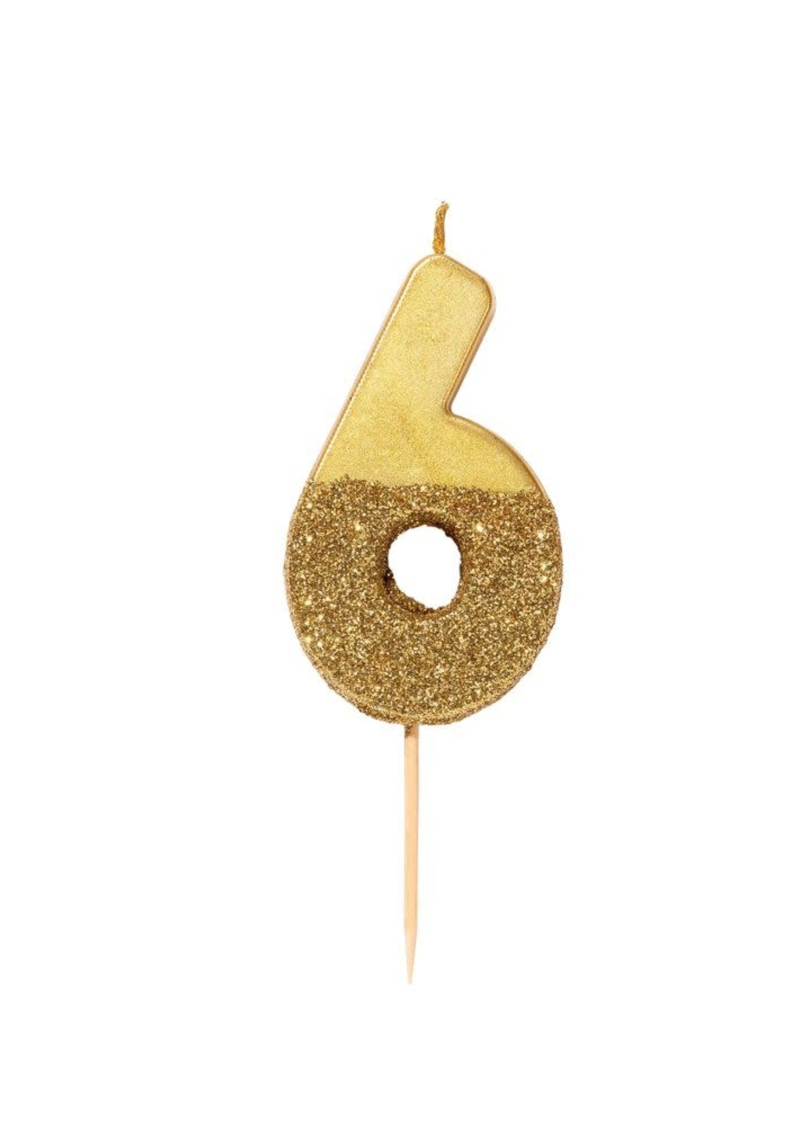Creative Twist Events Gold Glitter Number Candle 6