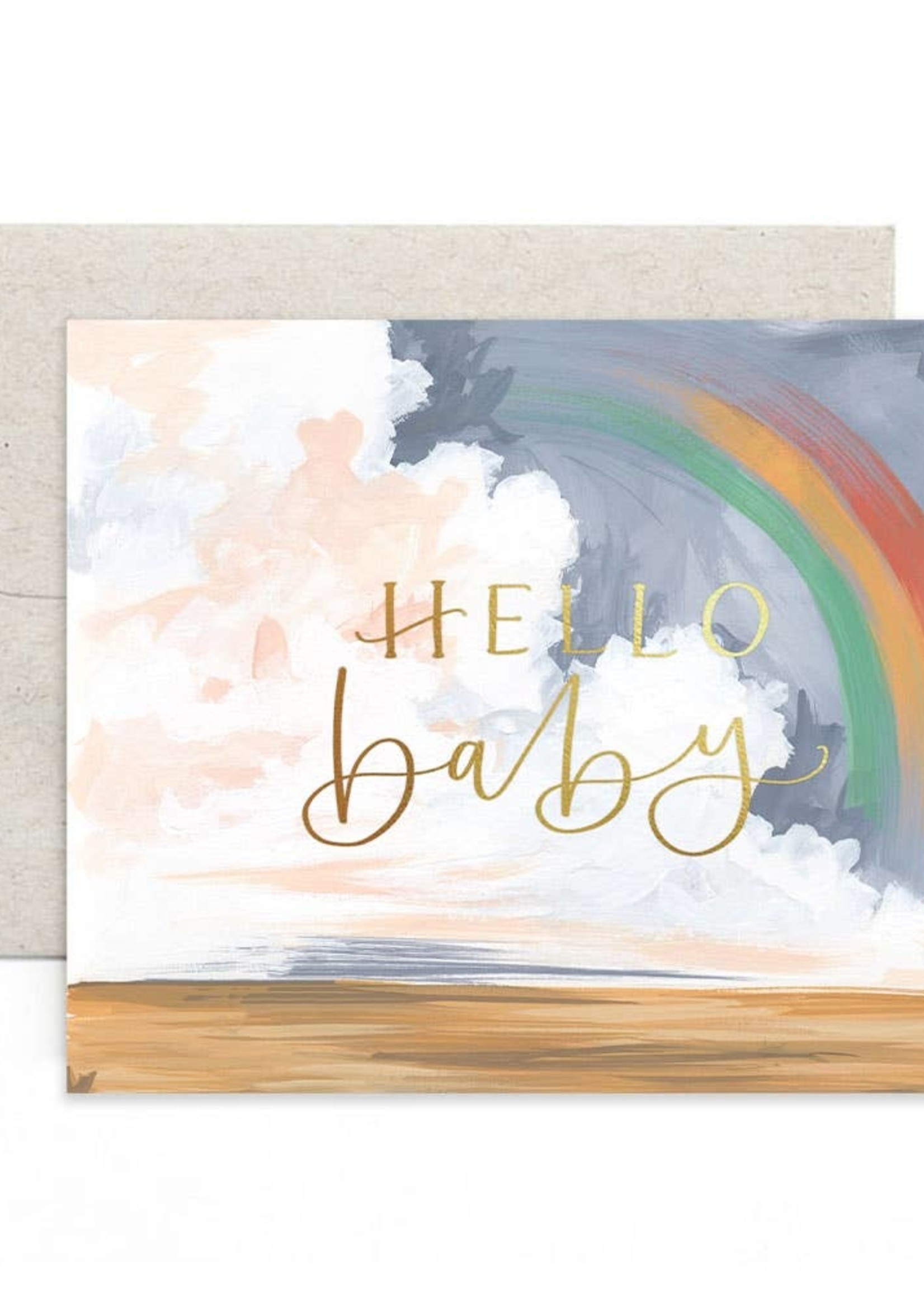 Greeting Card Hello Baby Rainbow