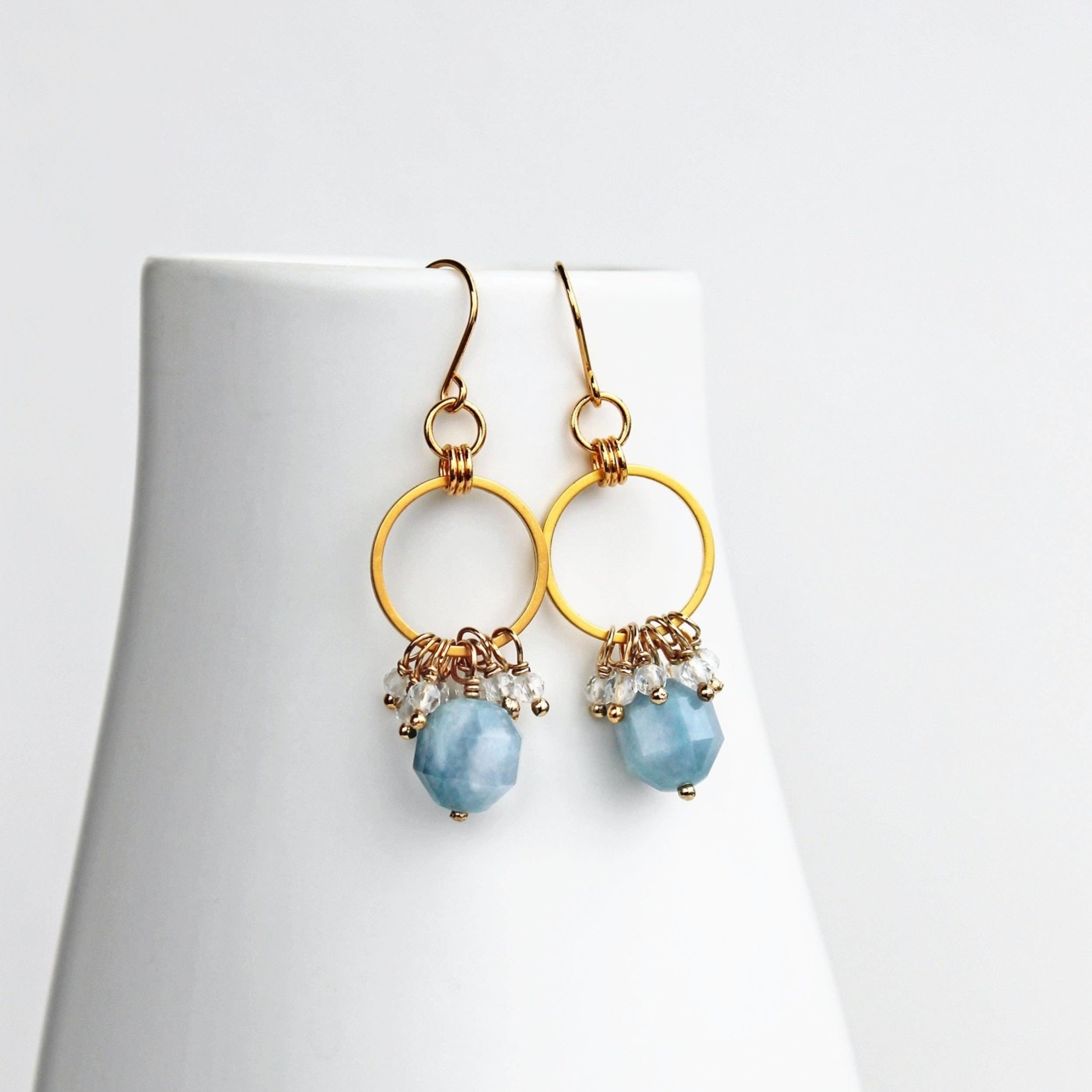 love, june Aquamarine Blue Drop Earrings