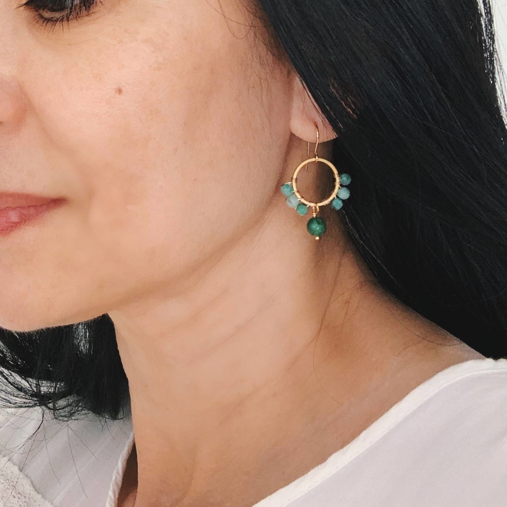 love, june Jade & Emerald Circle Earrings