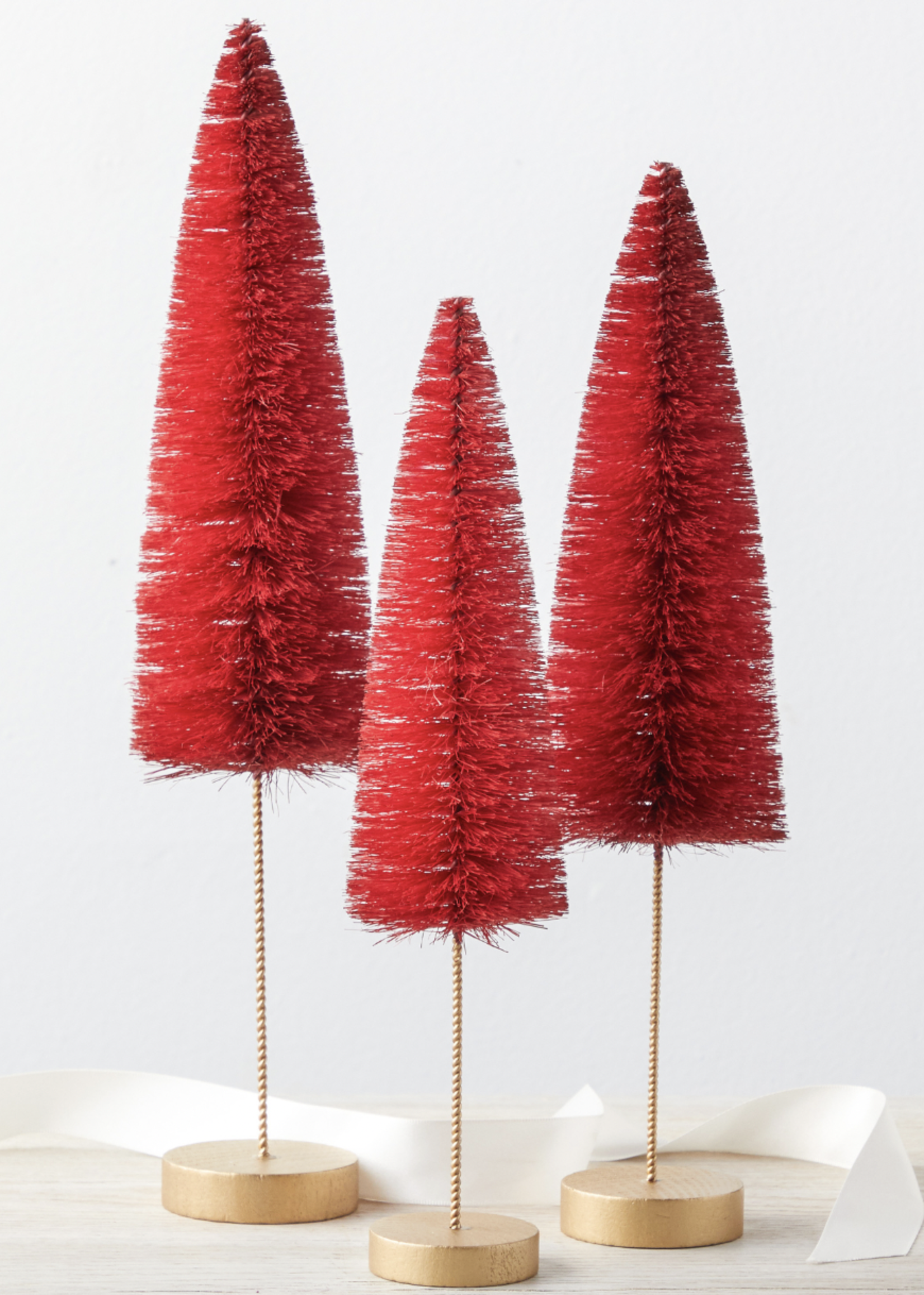 Creative Twist Events Bottle Brush Trees in Sets of 3  Red Solid set of 3
