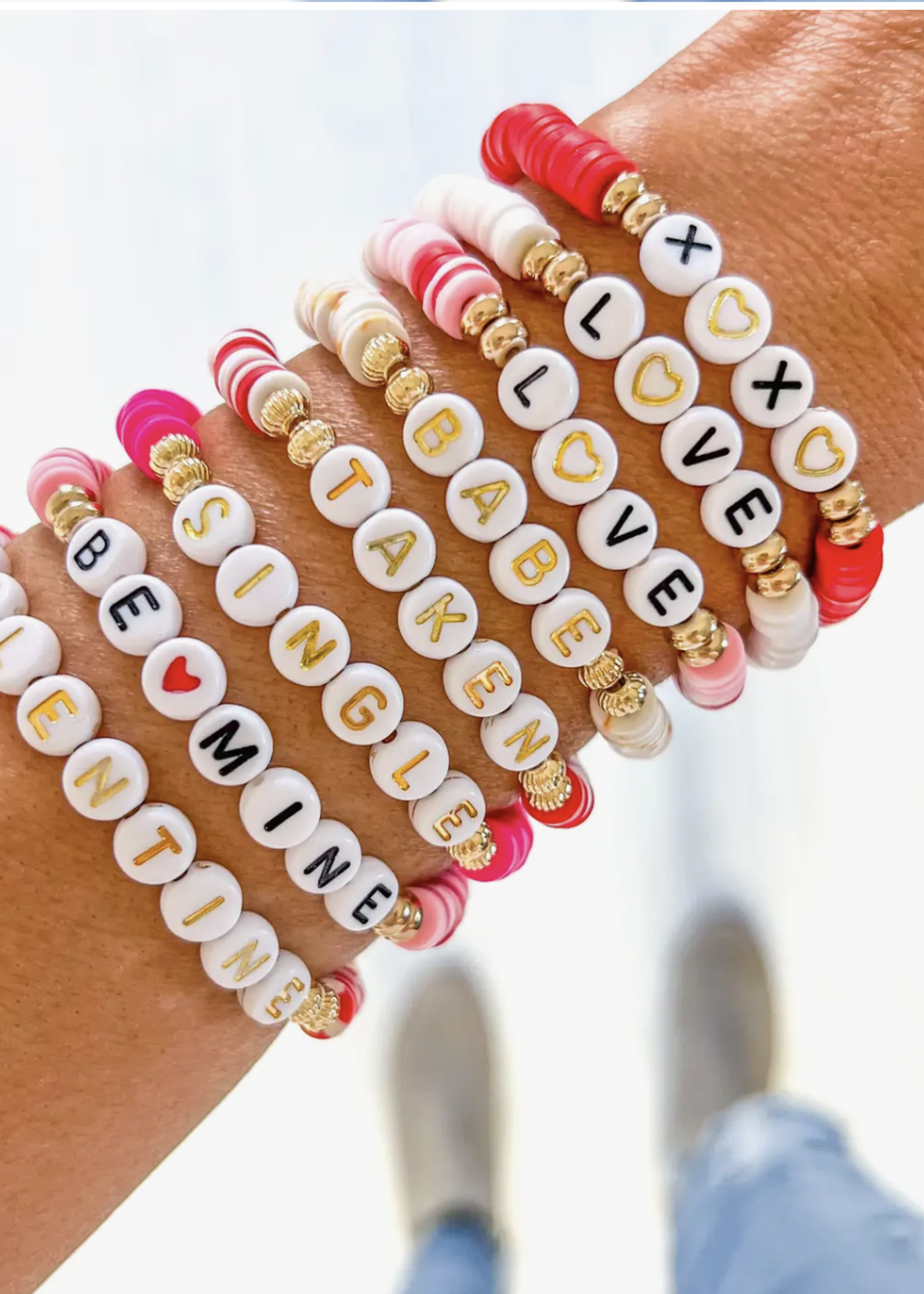 Creative Twist Events Valentine word Heishi Bracelet - Single