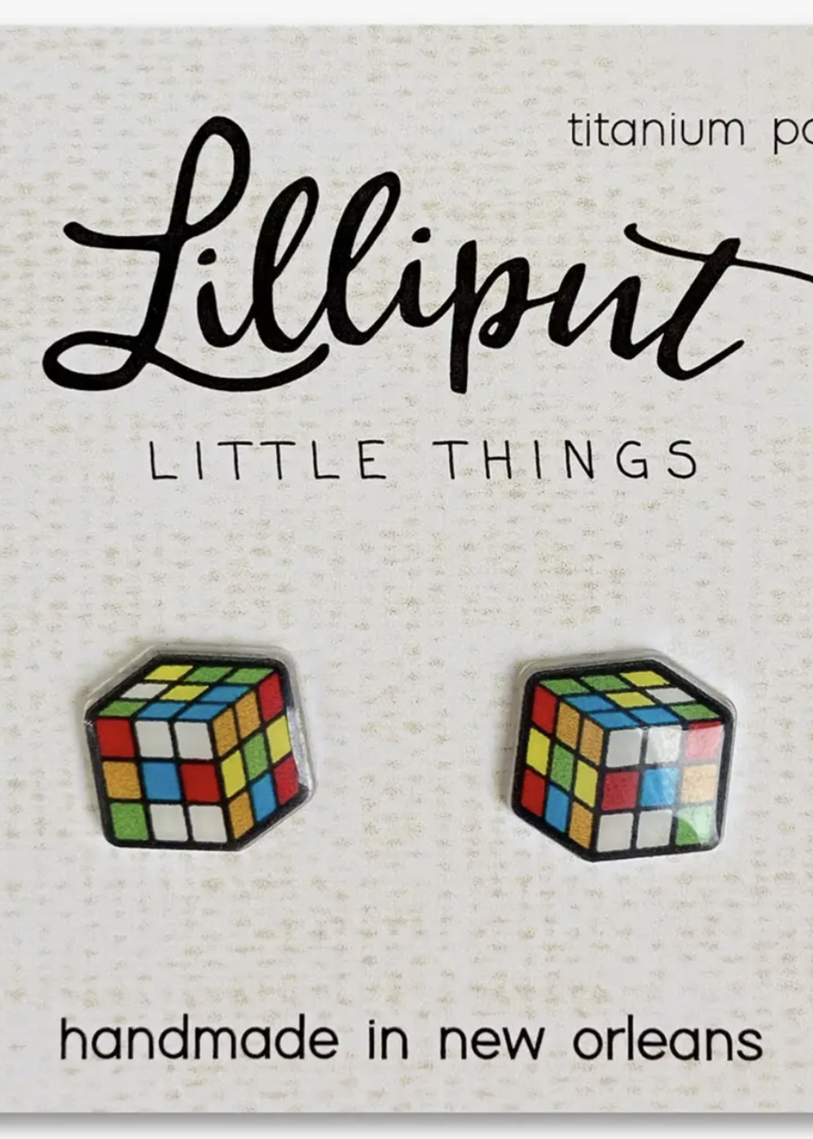 Creative Twist Events Retro Puzzle Cube Earrings