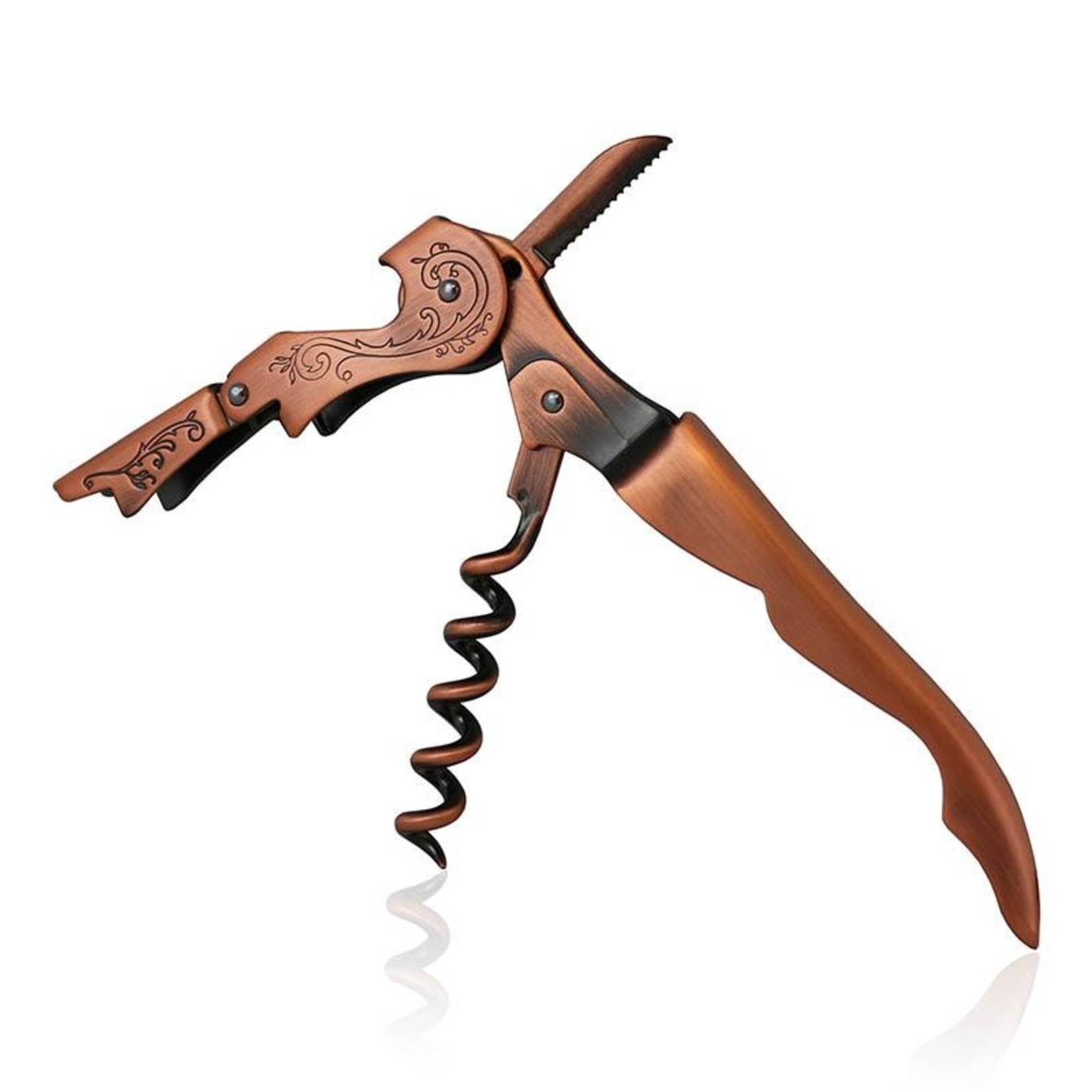 Double-Hinged Corkscrew Engraved Copper