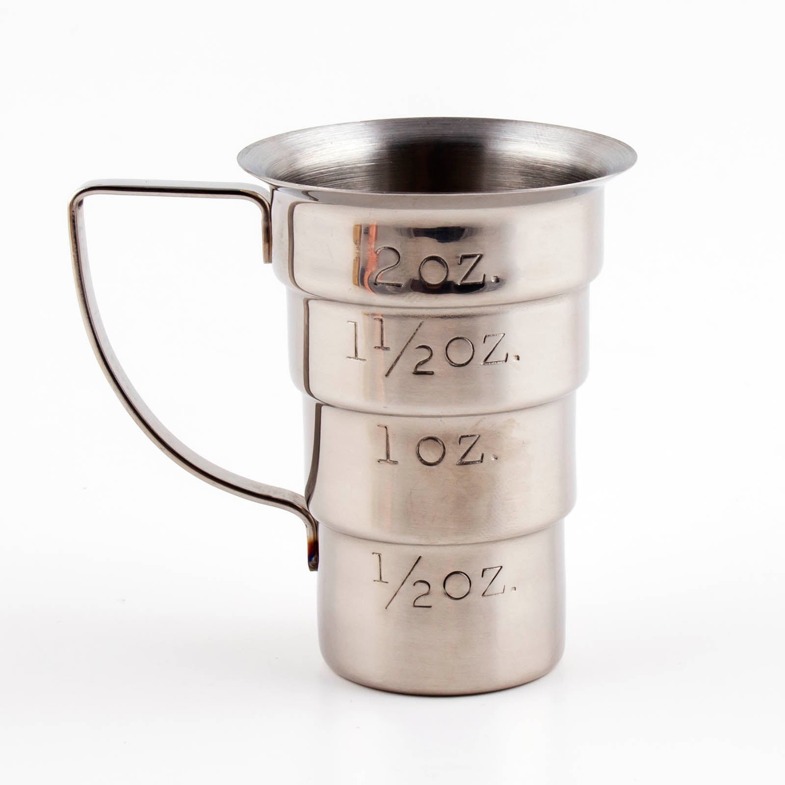 Viski Stepped Jigger With Handle, 4 Measurement Markings, Measuring Cup For  Cocktail Recipes, 0.5 Oz, 1 Oz, 1.5 Oz, & 2 Oz, Stainless Steel, Silver :  Target