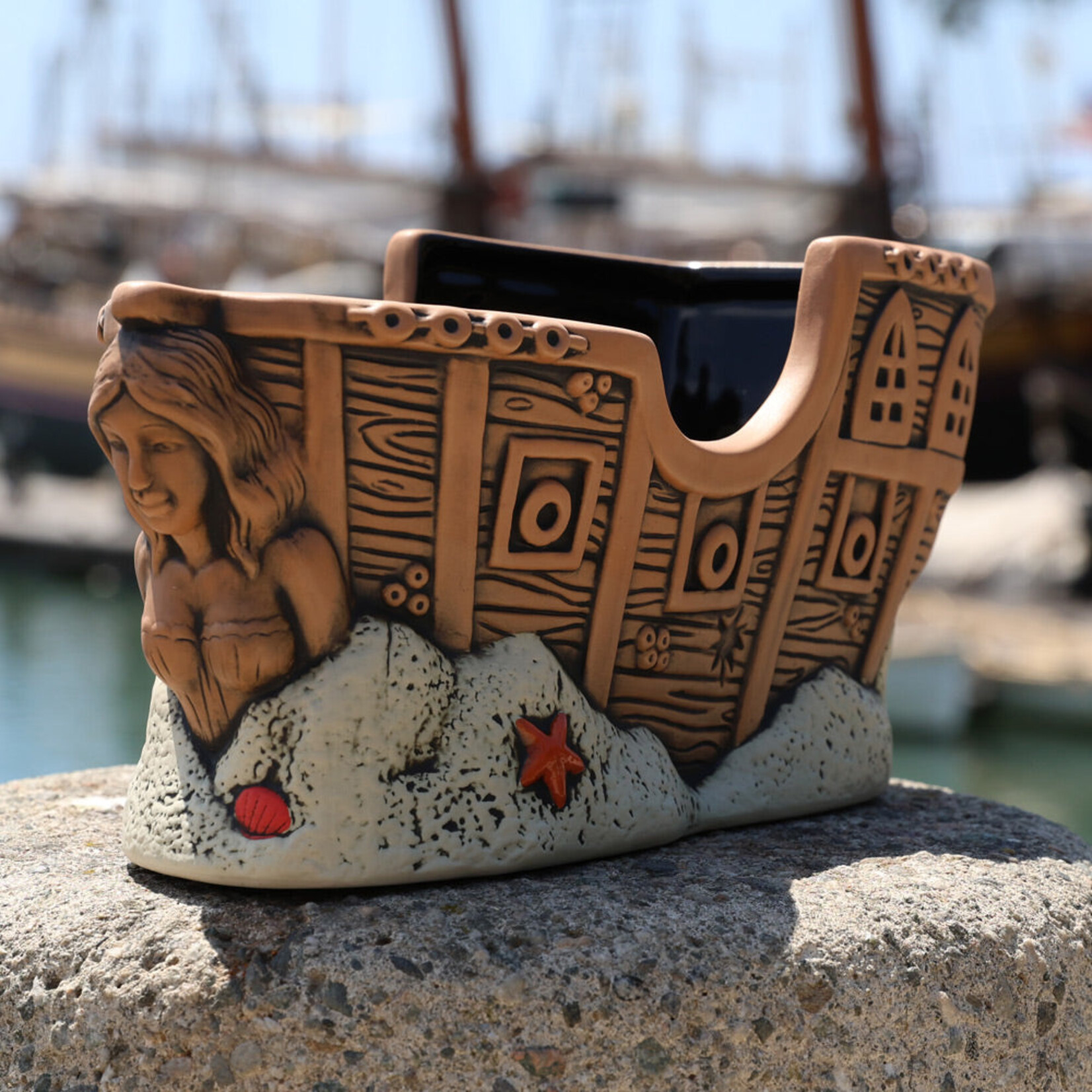 Tiki Farm Ship and Siren Boat Bowl