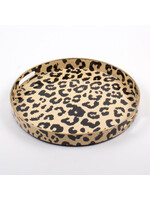 Round leopard tray