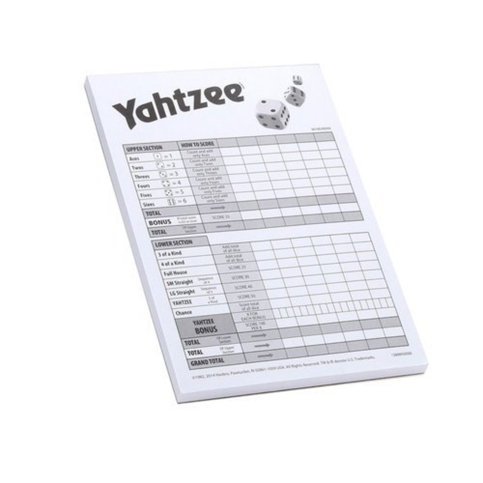 Hasbro Yahtzee Score Pads