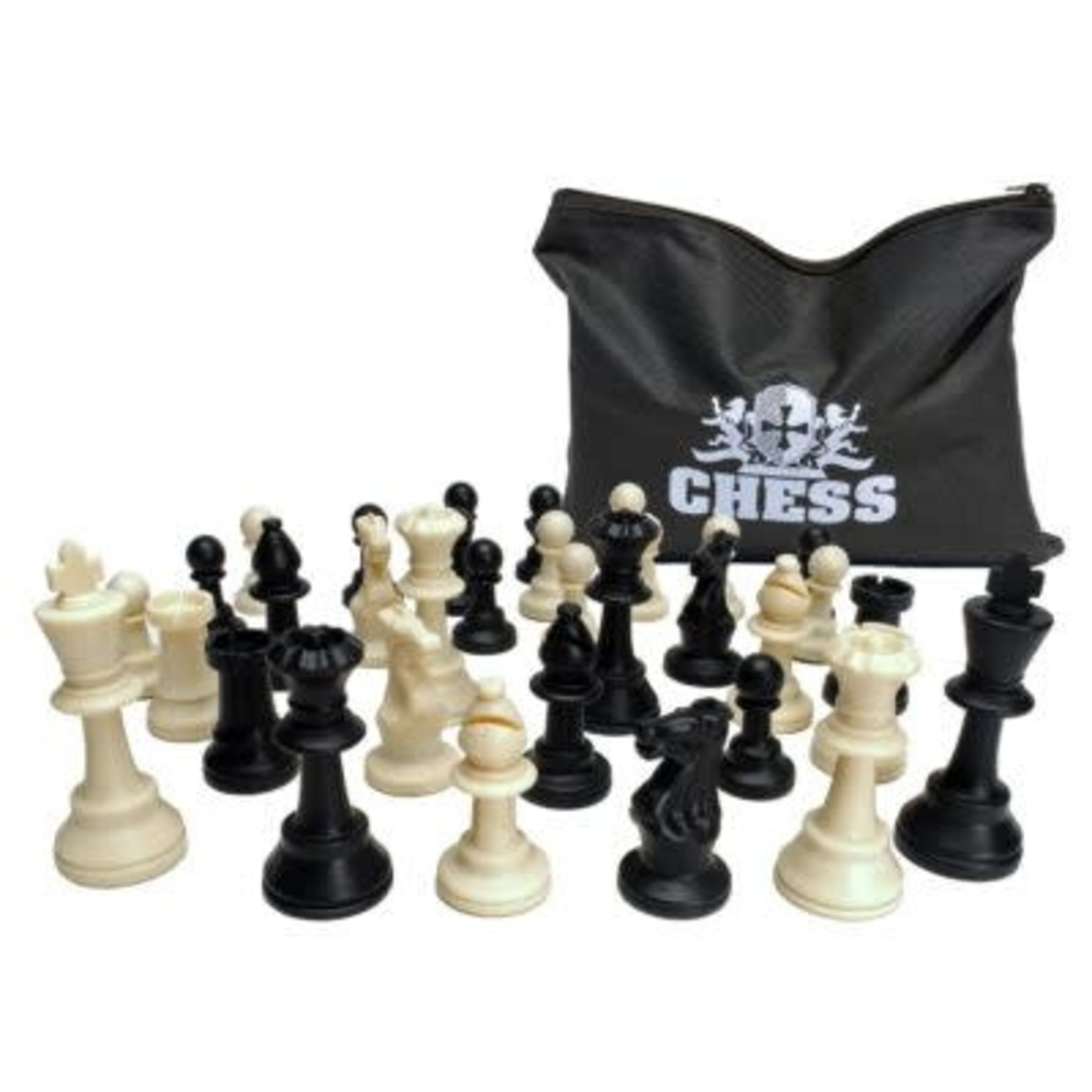 Wood Expressions Staunton Chessmen – Heavy Weighted Black & Cream  3.75" King