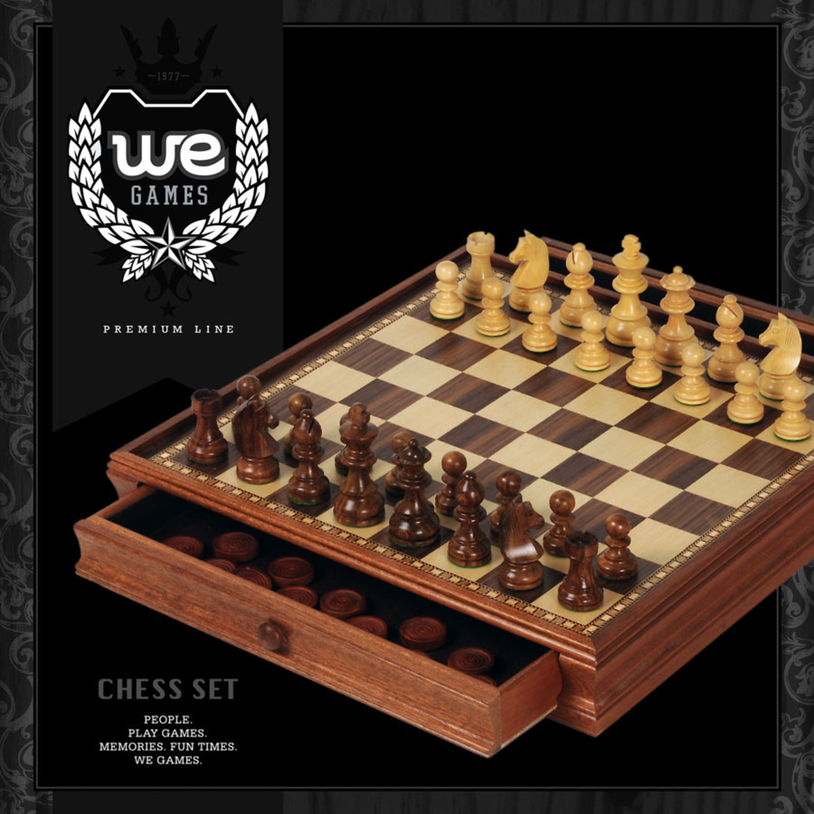 Wood Expressions French Staunton Chess & Checkers Set 15 in.