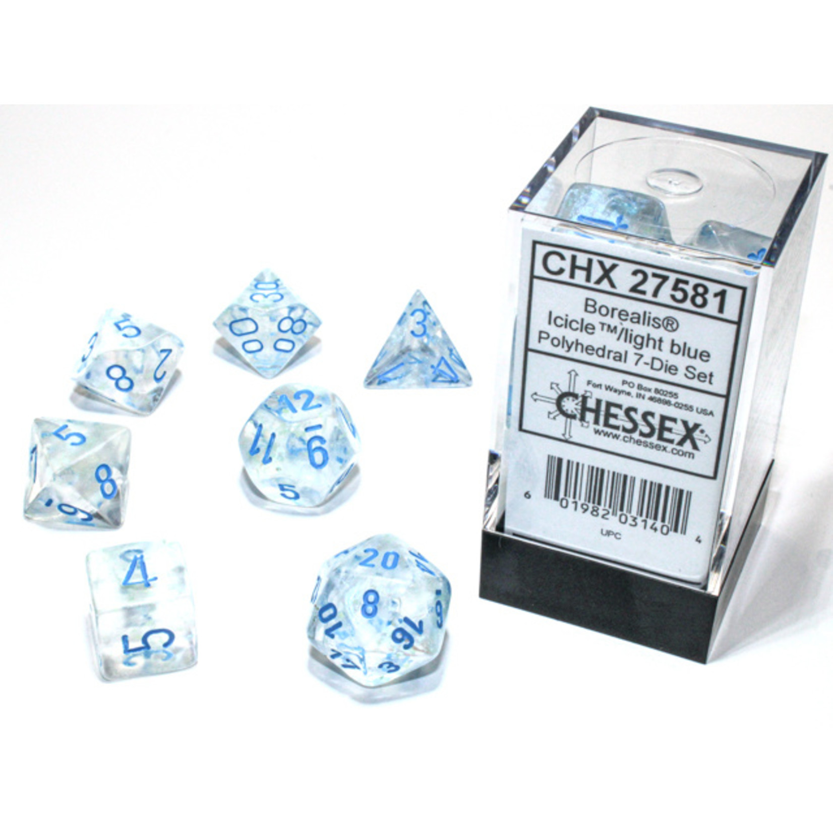 Chessex 27581 Borealis Icicle with Light Blue 7-Set