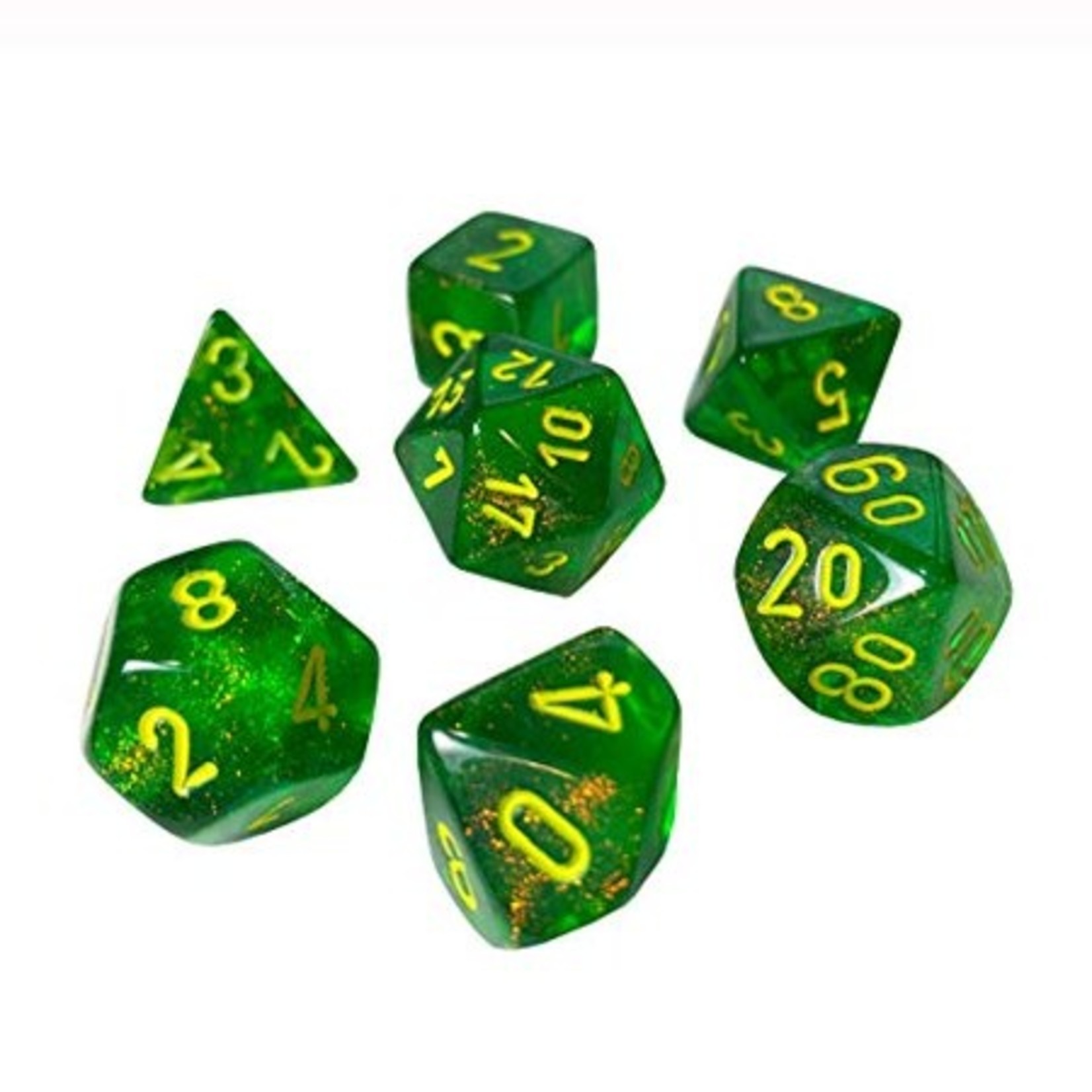 Chessex 27565 Borealis Maple Green with Yellow 7-Set