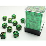 Chessex Gemini Black-Green with Gold 12mm D6-Set