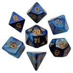 Fanroll by Metallic Dice Games Mini Dice Set: Dark Blue-Light Blue with Gold 7-Set