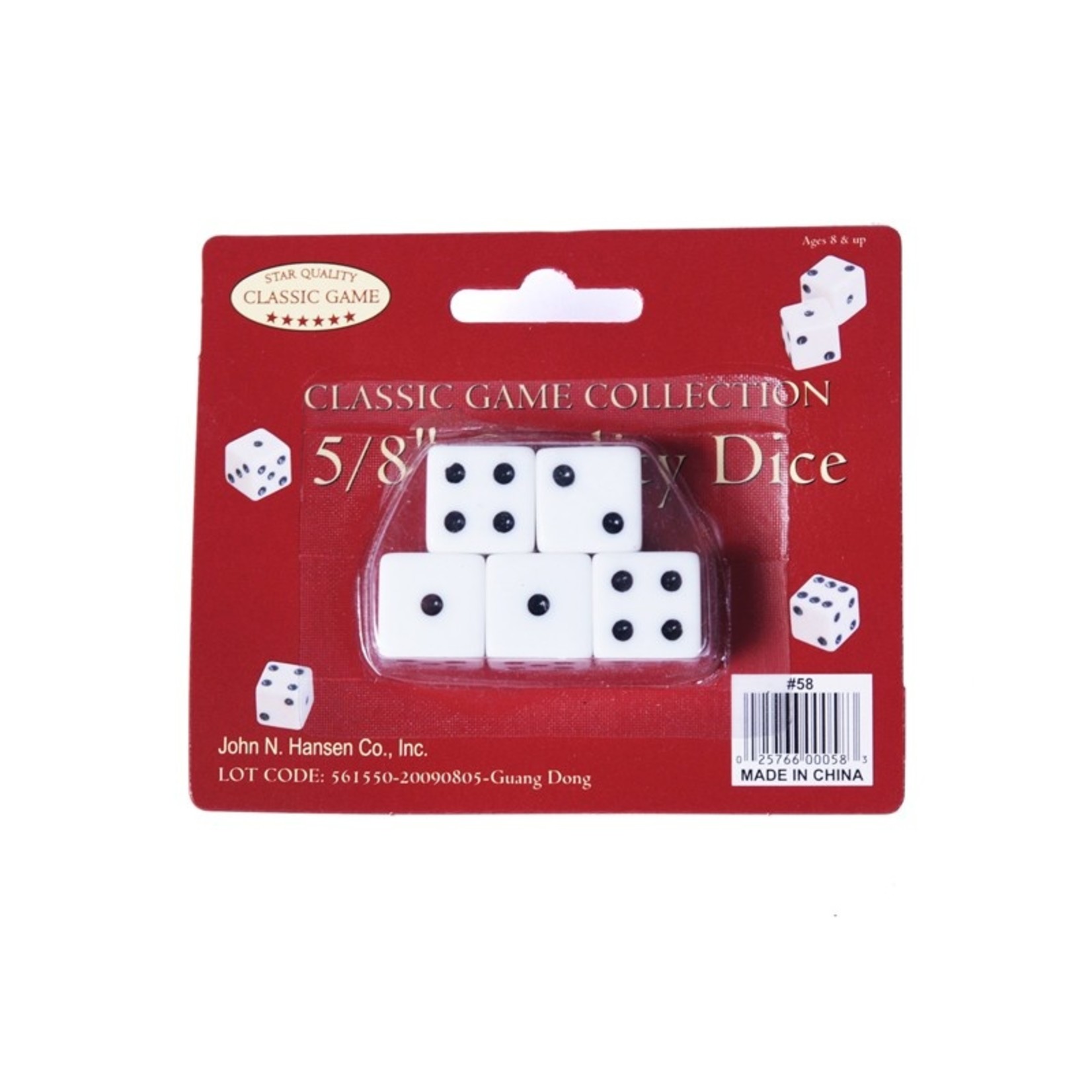 John N. Hansen Co. Inc. Dice on Card