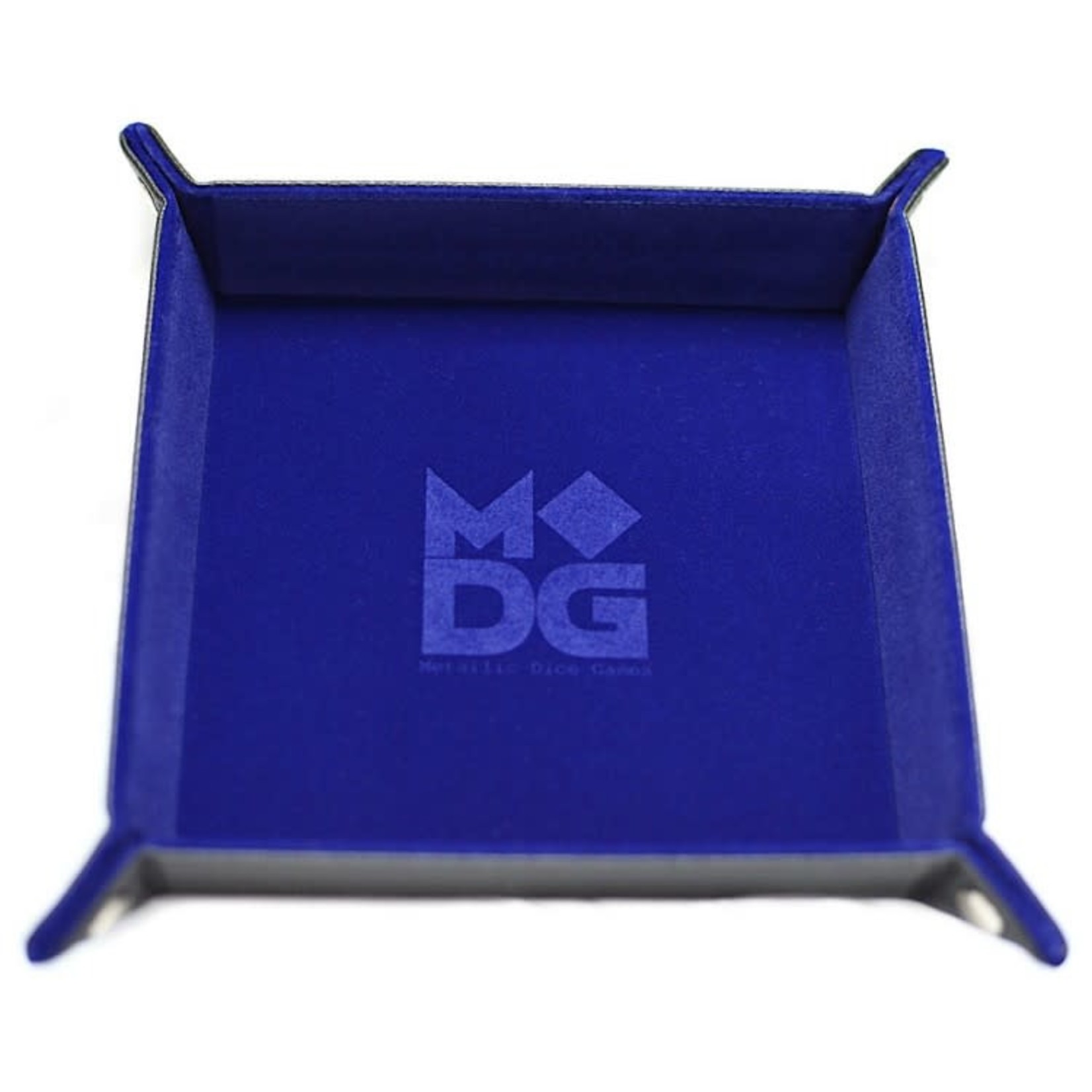 Metallic Dice Games Velvet Folding Dice Tray: 10"x10" Blue