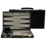 Wood Expressions Black Leatherette Backgammon 15"