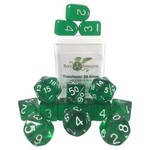 Sirius Dice Translucent Dark Green with White 15-Set