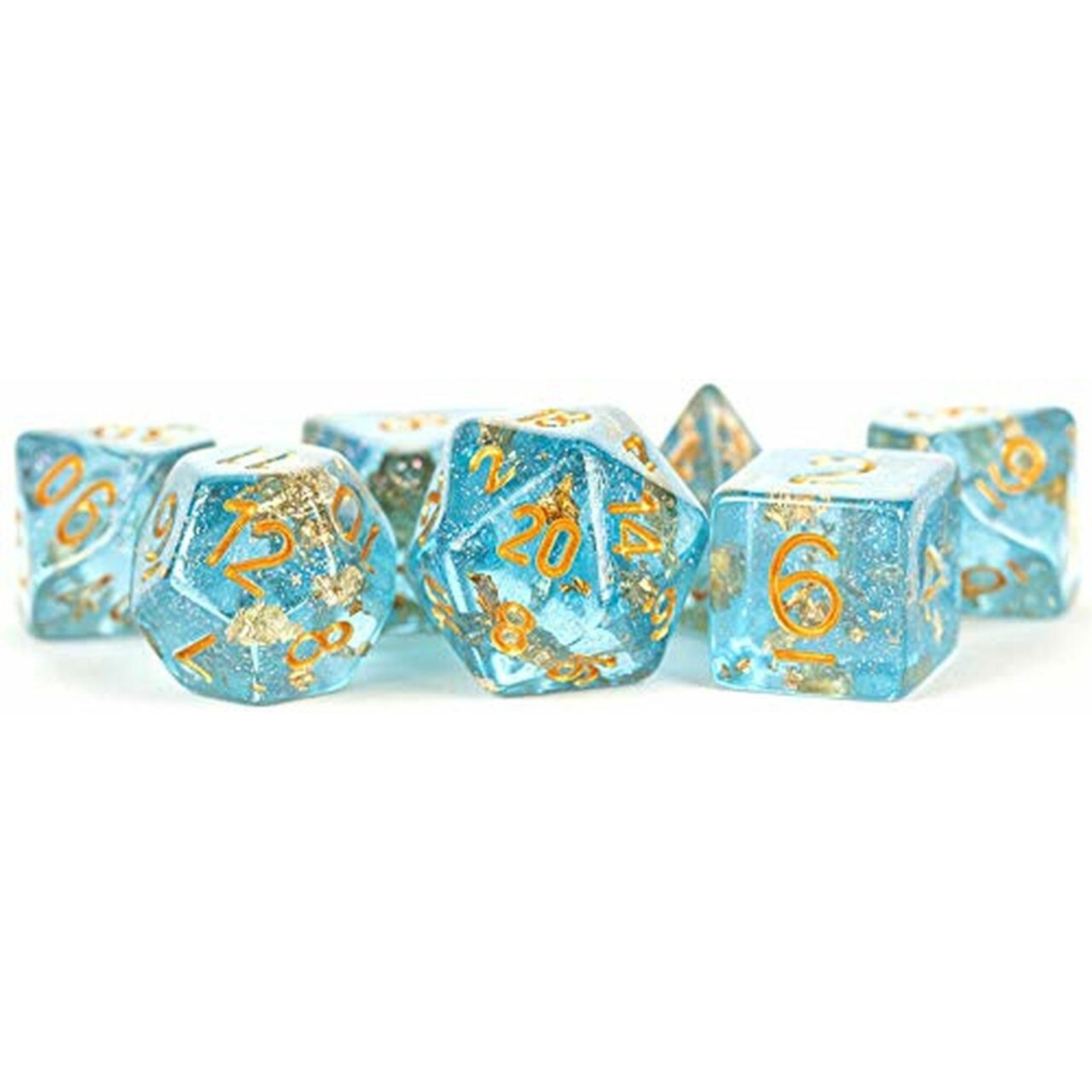 Metallic Dice Games 618 Foil Blue-Gold with Gold 7-Set