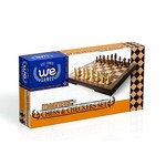 Wood Expressions Magnetic Folding Chess & Checkers Set – Walnut Wood Finish 8 inch