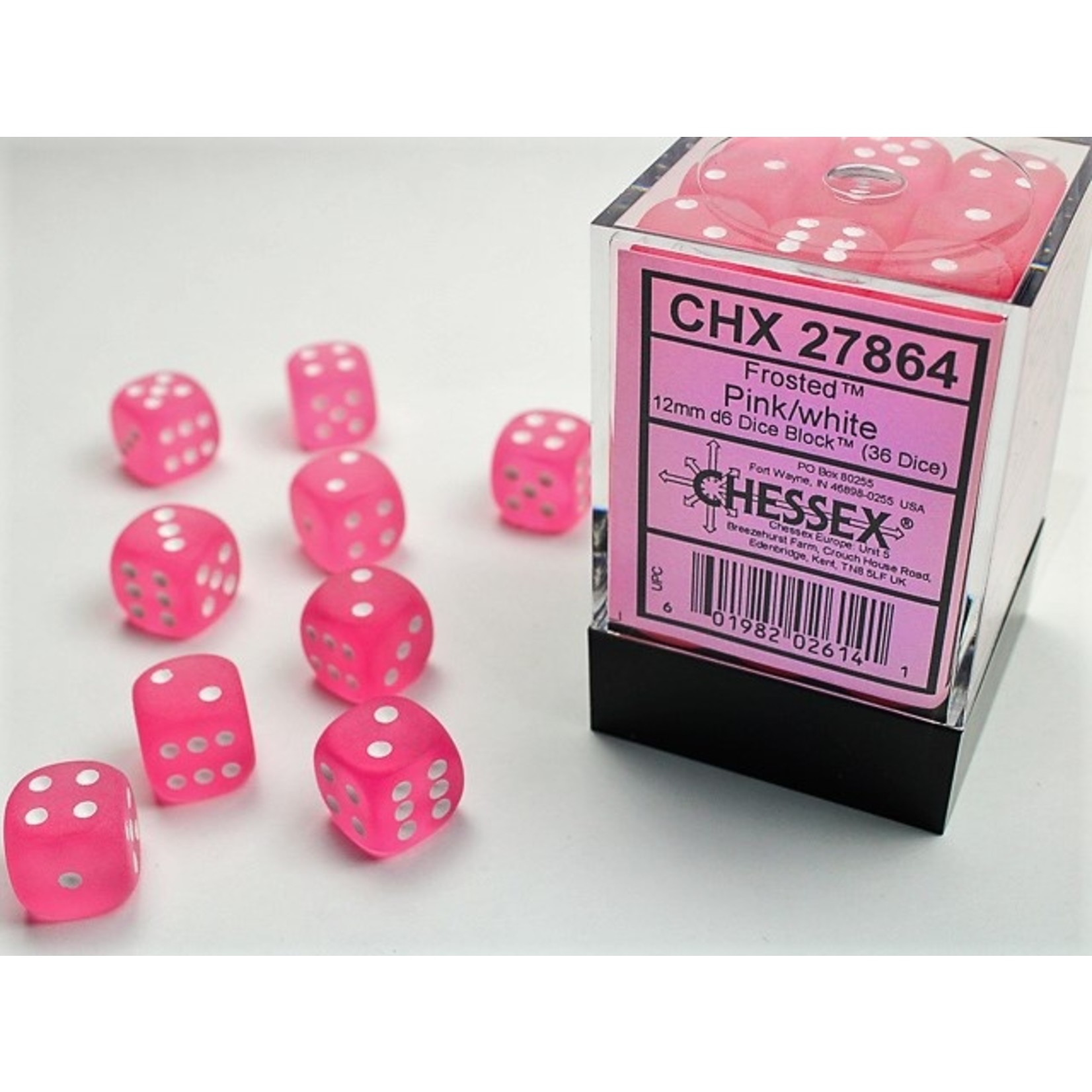 Chessex 27864 Frosted Pink with White D6-Set