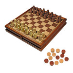 Wood Expressions Medieval Chess & Checkers with Storage Drawers