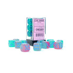 Chessex Gemini Gel Green and Pink with Blue 16mm D6-Set