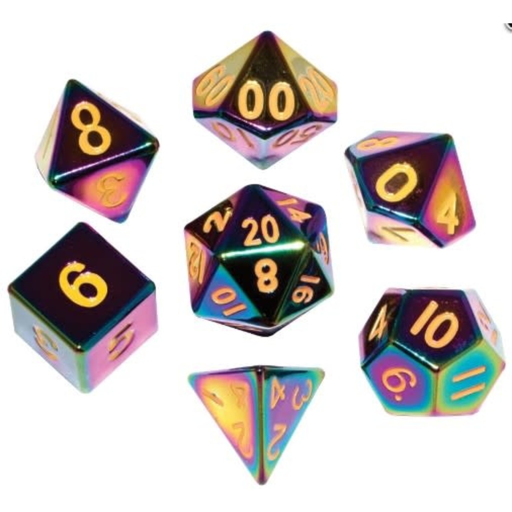 Metallic Dice Games Flame Torched Rainbow Metal 7-Set