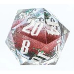 Sirius Dice Snow Globe: 54mm D20 - Red & Green Glitter with Silver Snowflakes