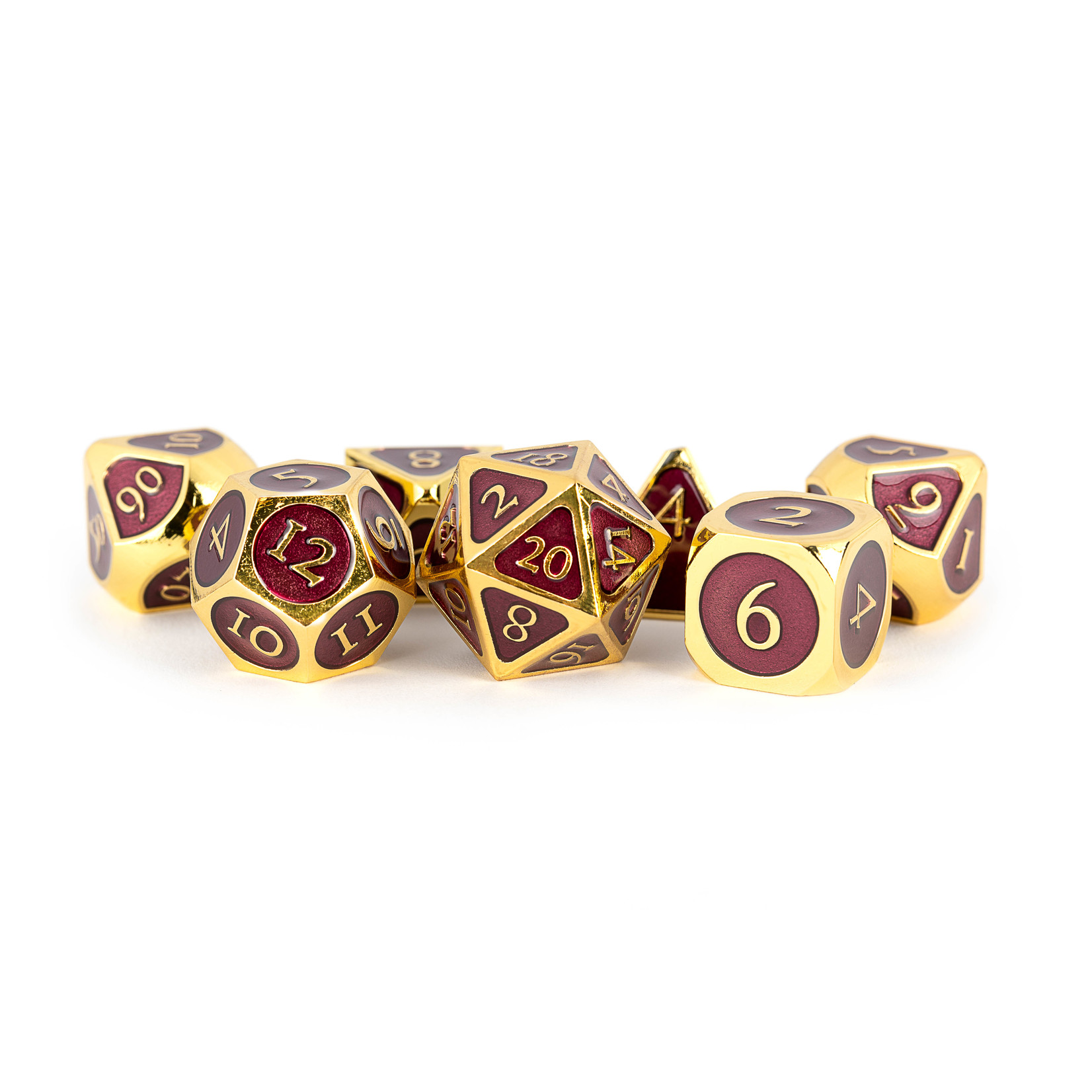 Fanroll by Metallic Dice Games 017 Gold with Purple Enamel 16mm Metal 7-Set