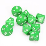 Chessex Green with White d10 Set (10)