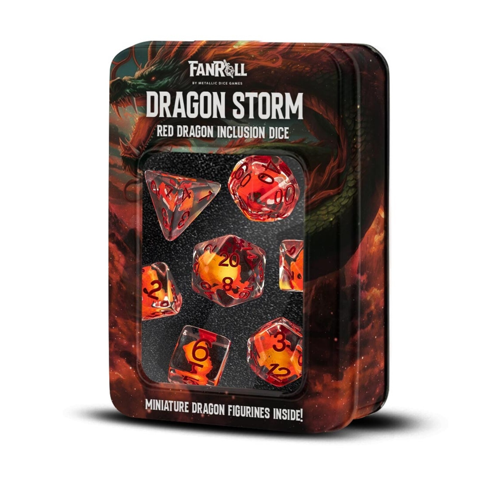 Fanroll by Metallic Dice Games 10934 Dragon Storm Red Dragon Inclusion 7-Set