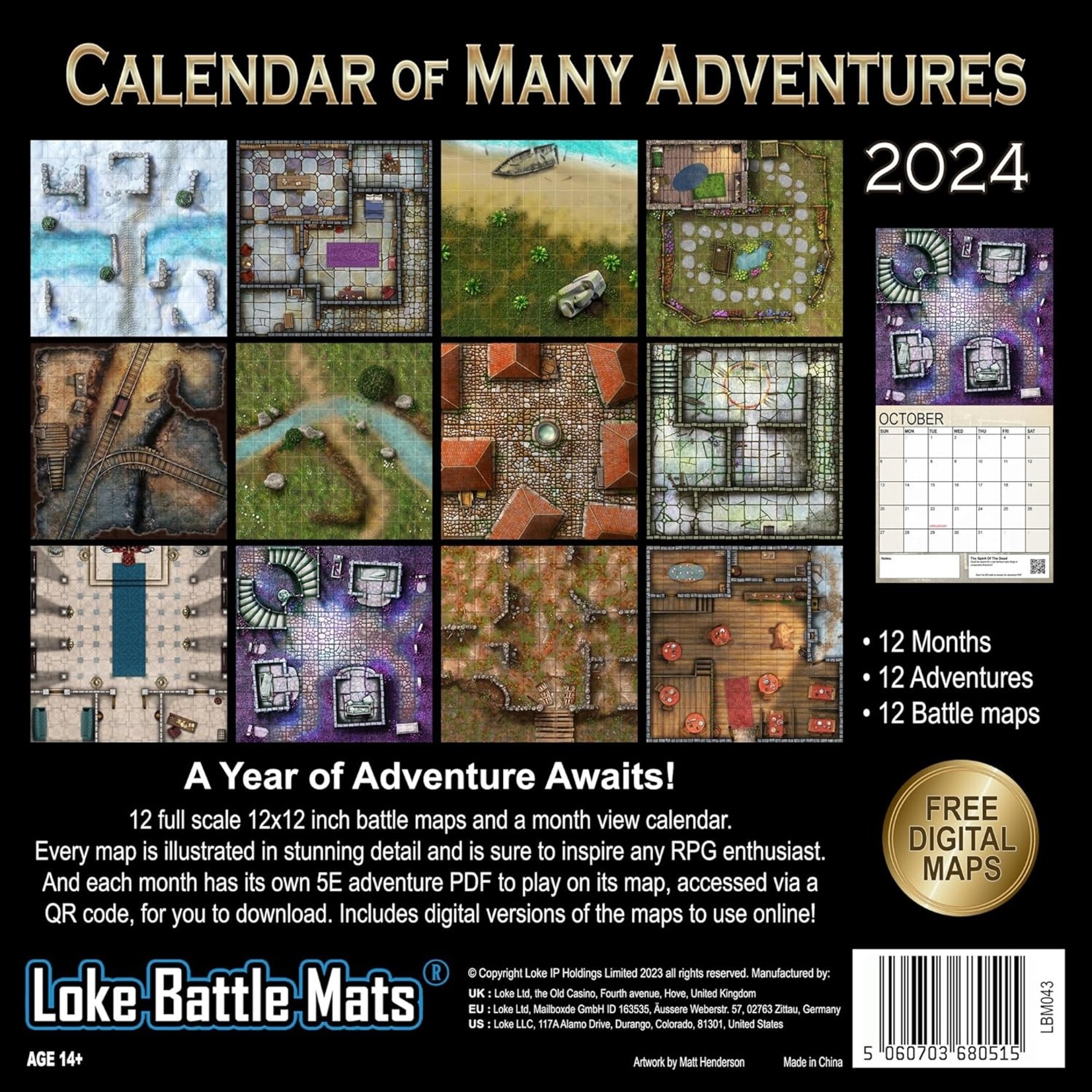 Loke Battlemats Calendar of Many Adventures