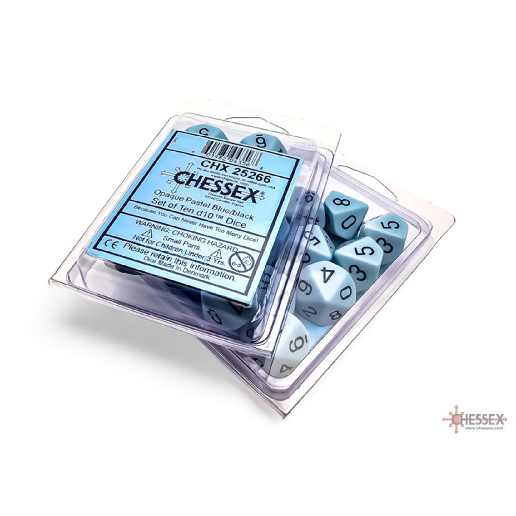 Chessex 25266 Pastel Blue with Black D10 Set