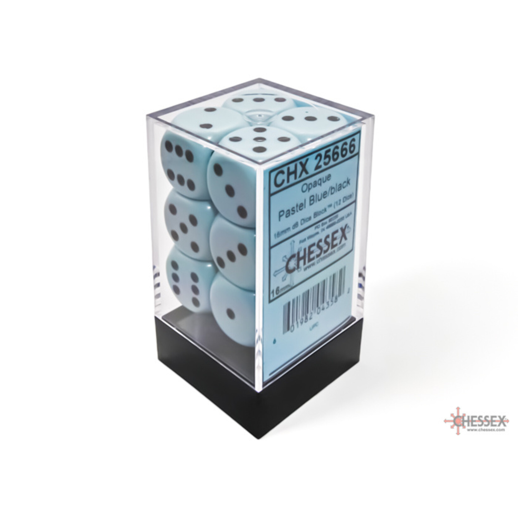 Chessex 25666 Pastel Blue with Black 16mm D6 Set