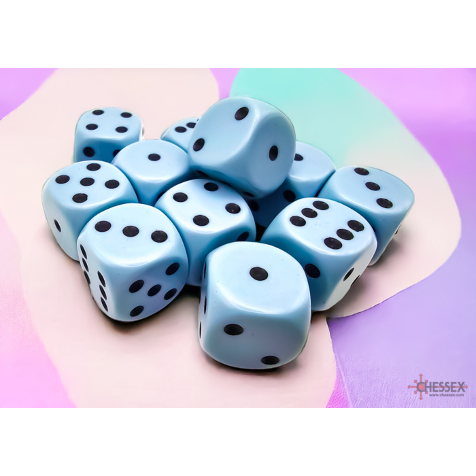 Chessex 25666 Pastel Blue with Black 16mm D6 Set