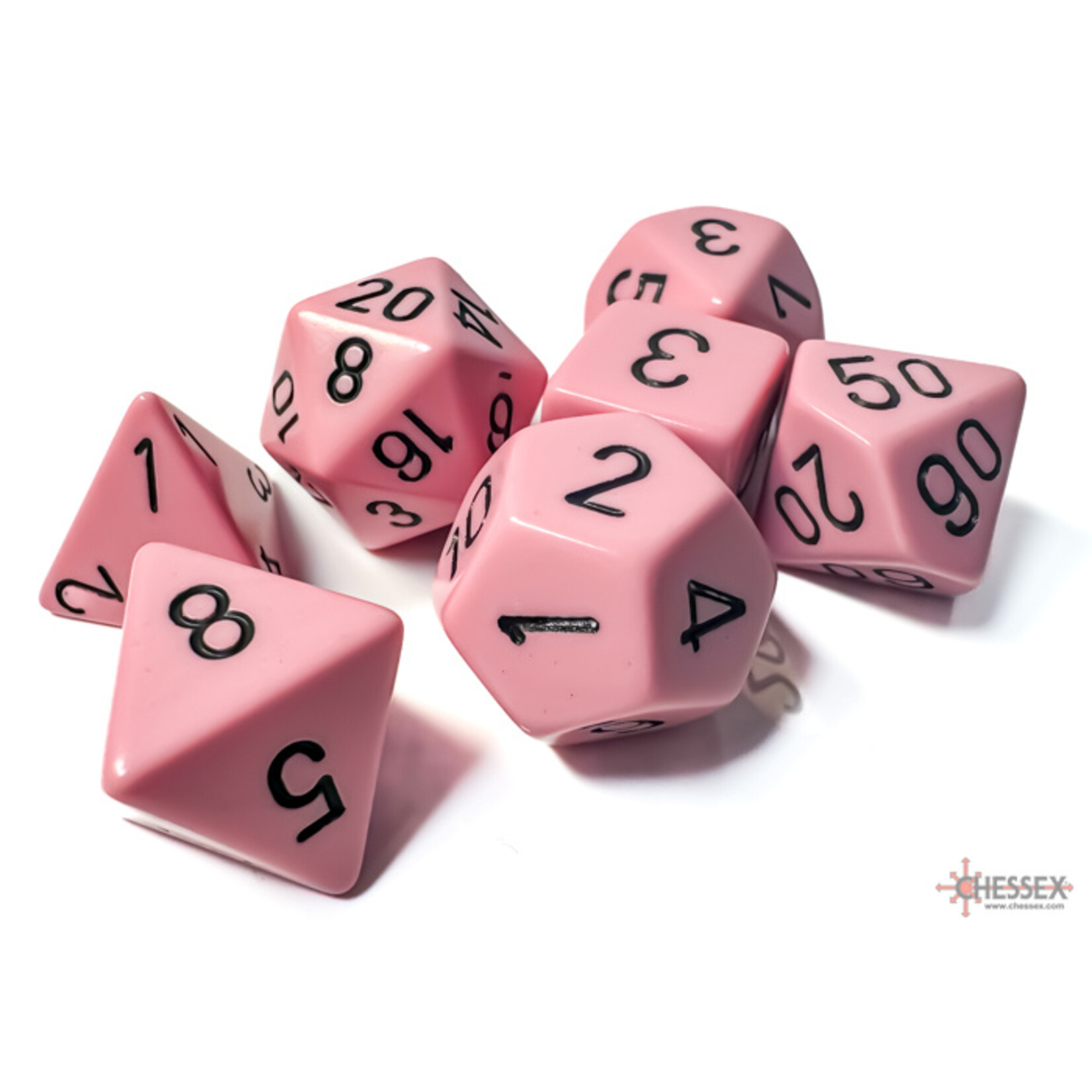 Chessex 25464 Pastel Pink with Black 7-Set