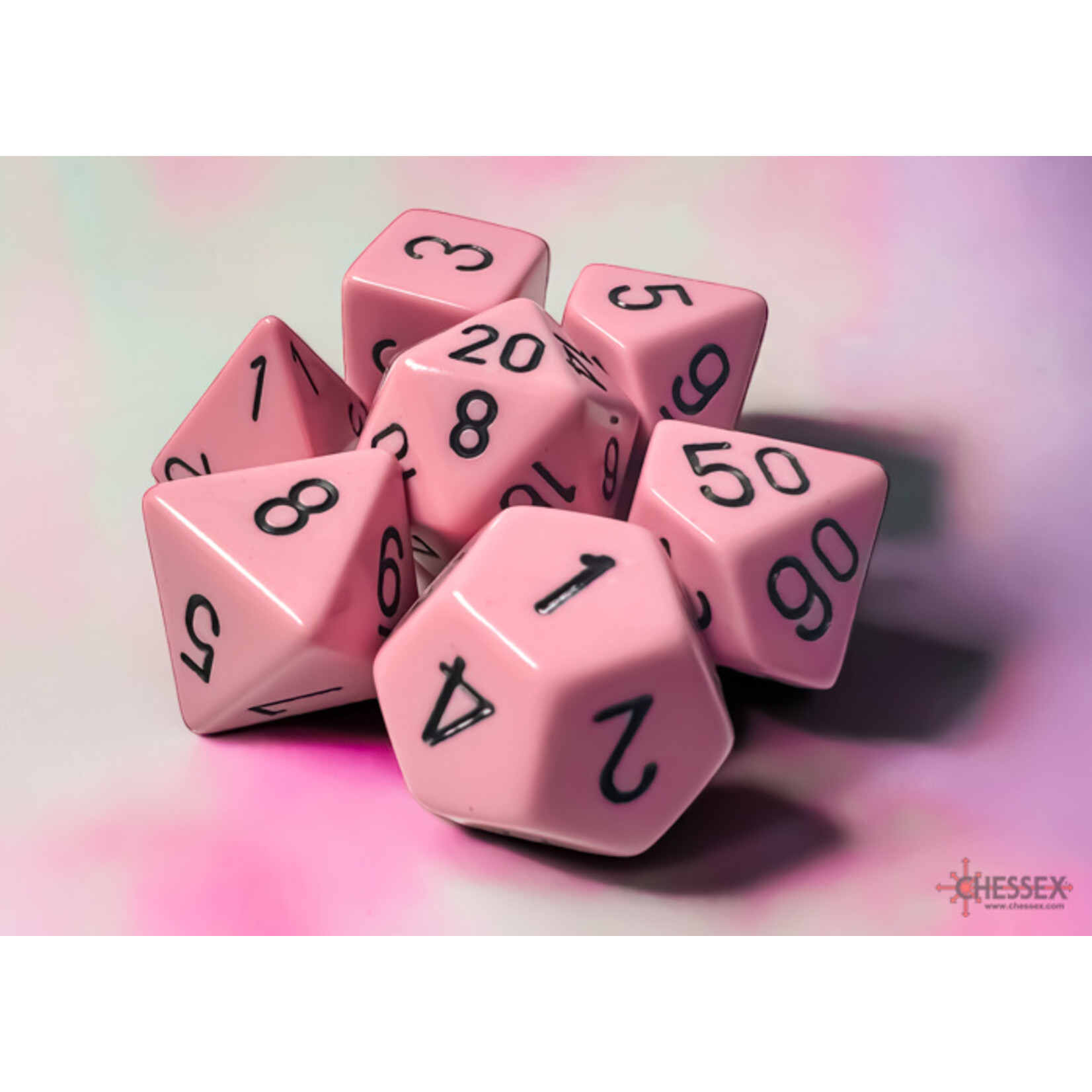 Chessex 25464 Pastel Pink with Black 7-Set