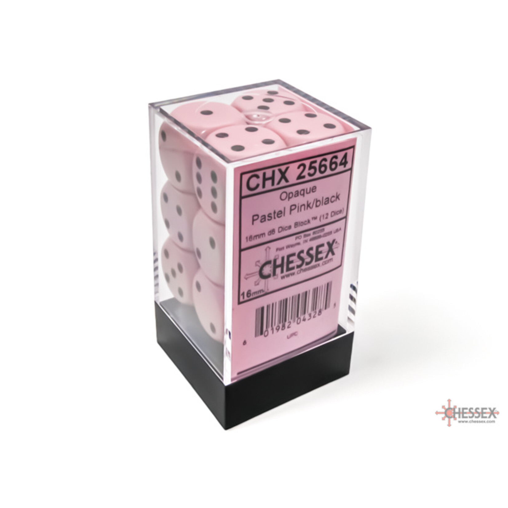 Chessex 25664 Pastel Pink with Black 16mm D6 Set