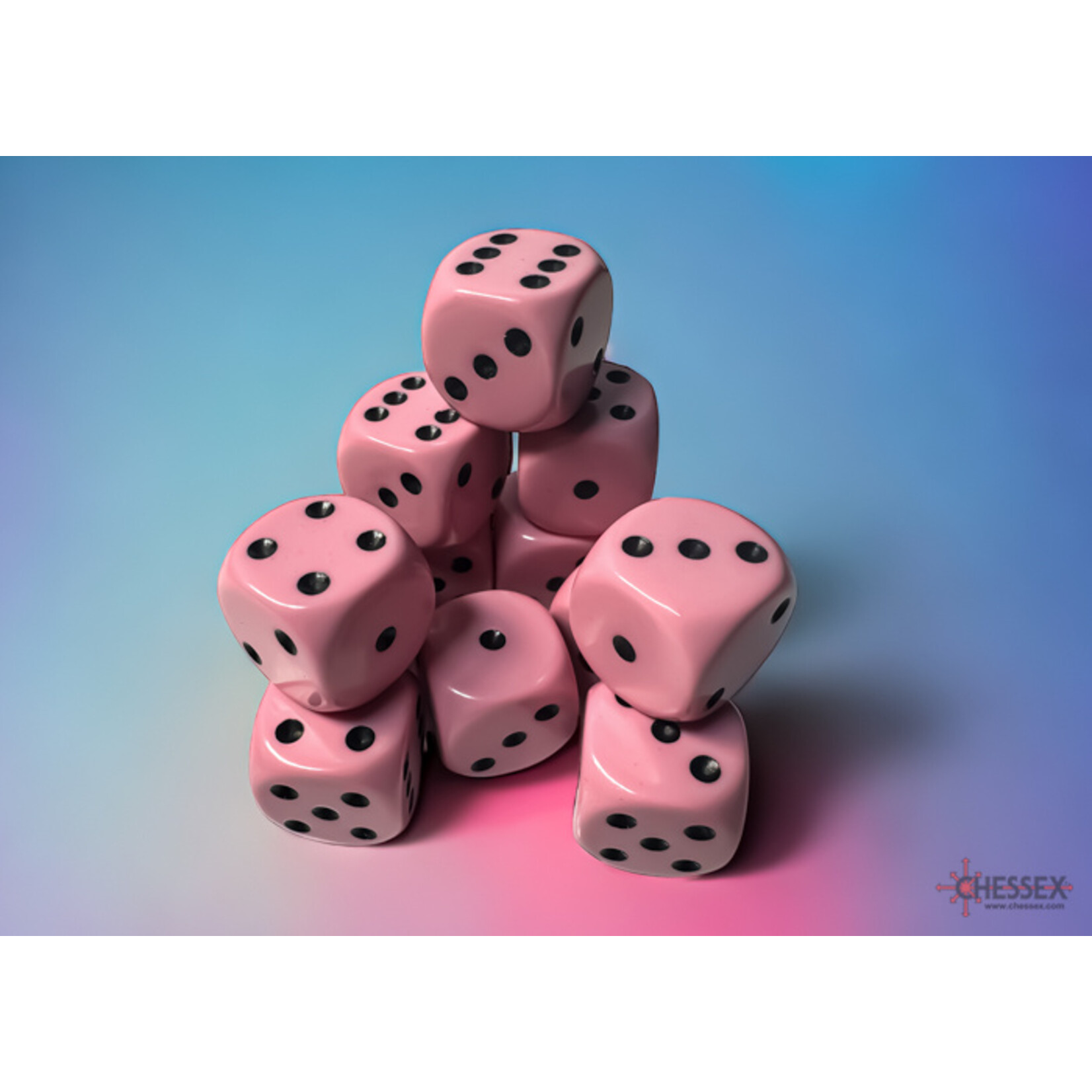 Chessex 25664 Pastel Pink with Black 16mm D6 Set