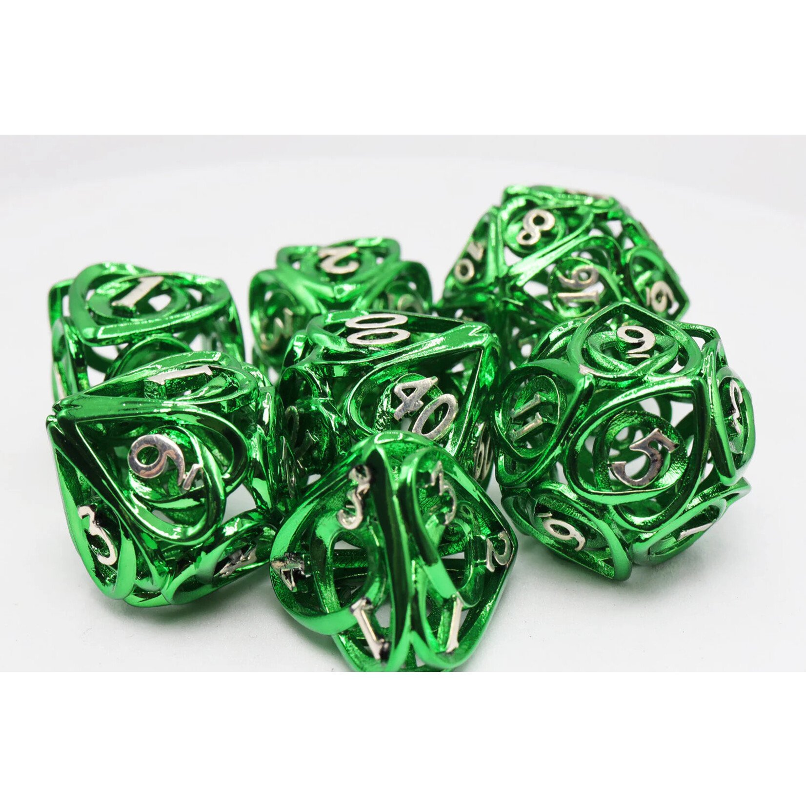 Foam Brain Games Hollow Hearts: Green - Metal RPG Dice Set