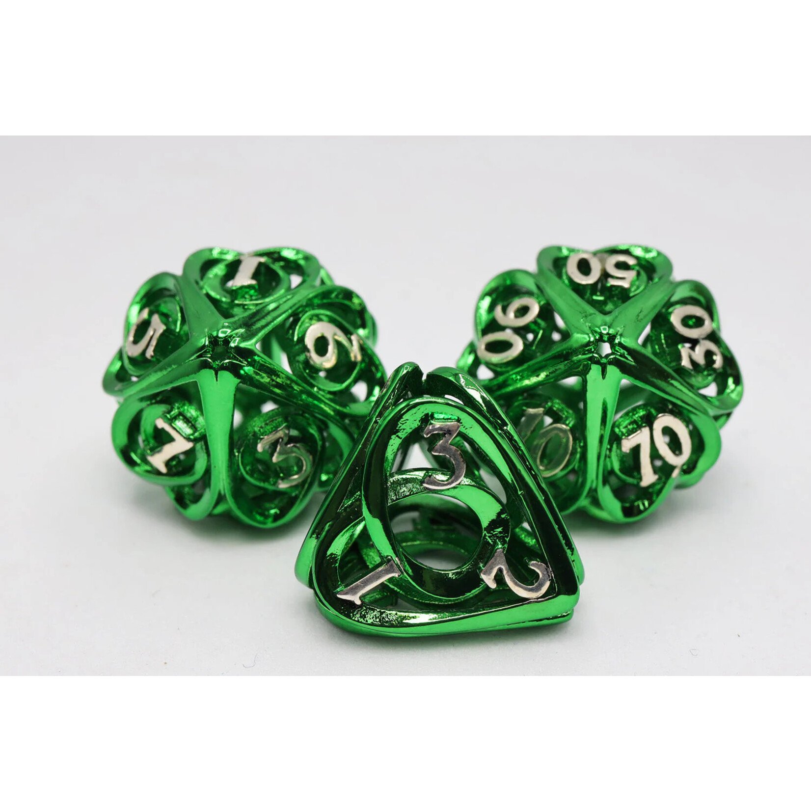 Foam Brain Games Hollow Hearts: Green - Metal RPG Dice Set