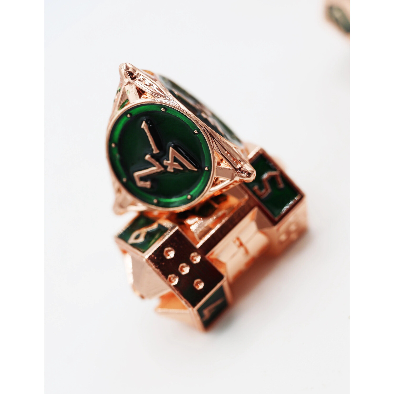 Foam Brain Games Dice 51: Emerald Meteor Shower - Metal RPG Dice Set