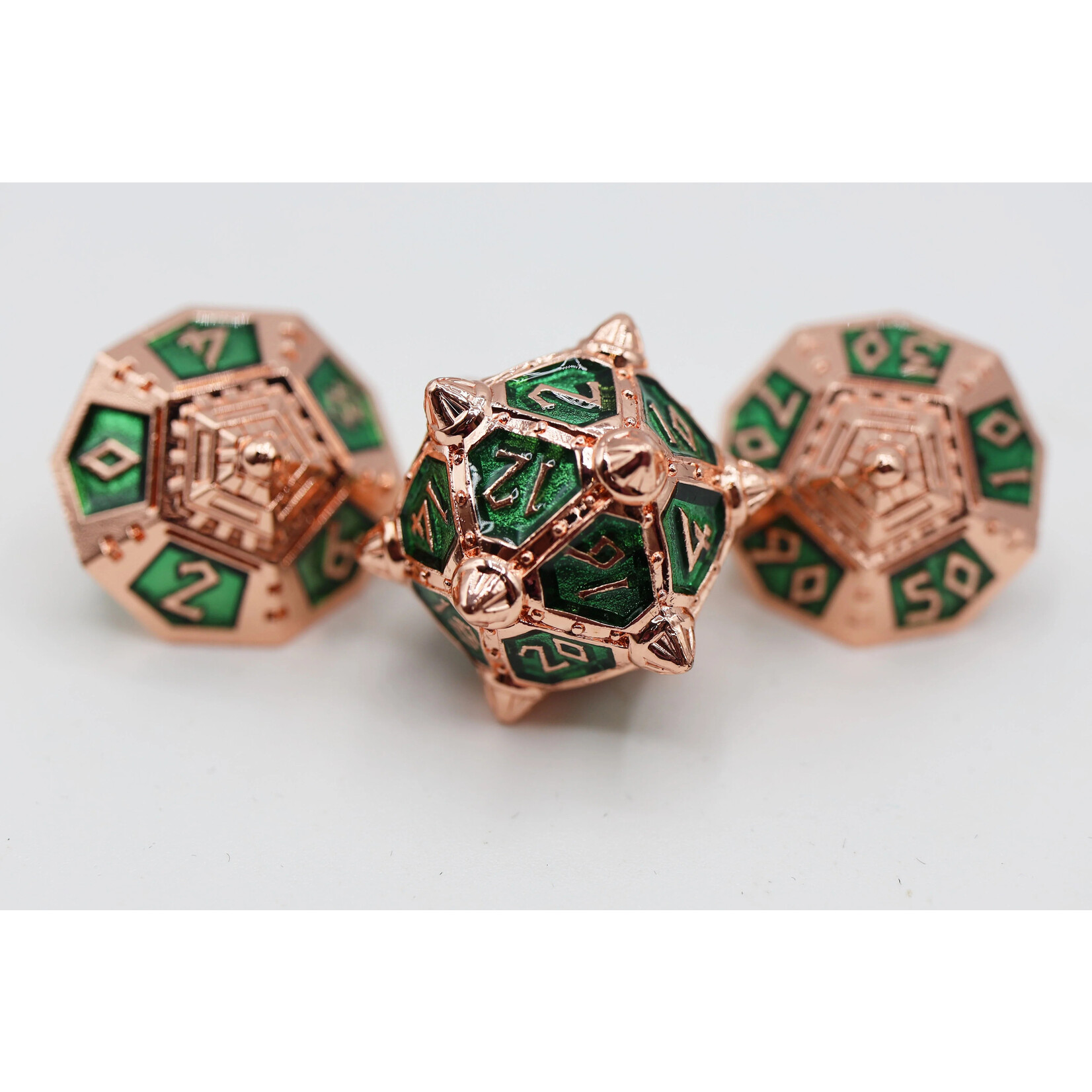 Foam Brain Games Dice 51: Emerald Meteor Shower - Metal RPG Dice Set