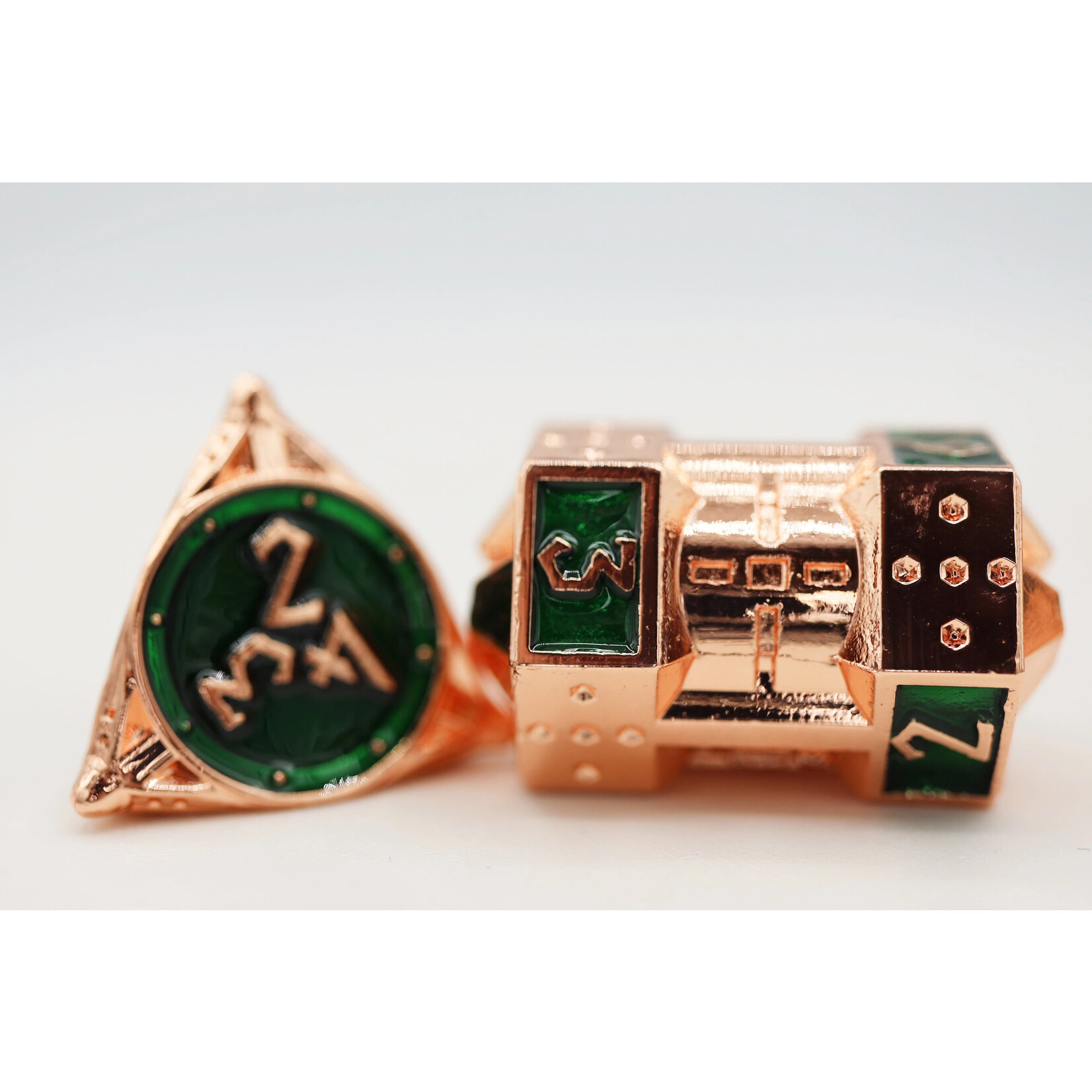 Foam Brain Games Dice 51: Emerald Meteor Shower - Metal RPG Dice Set